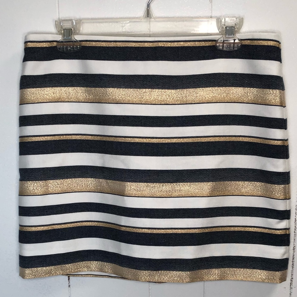 J. Crew Navy/White/Gold Mini Skirt